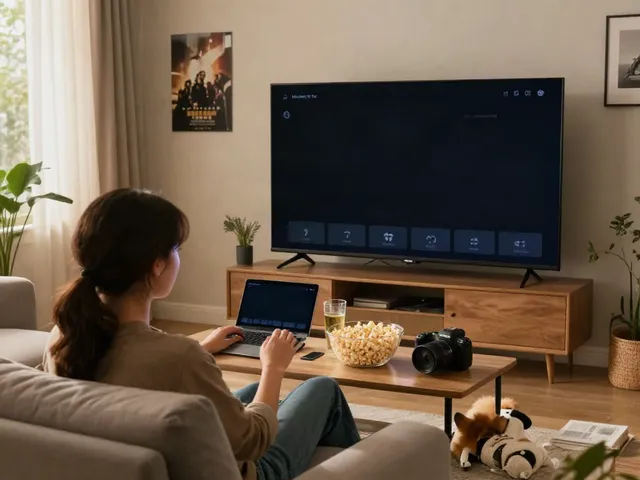 Enjoying the MovieBox Pro App for seamless streaming experience at home.